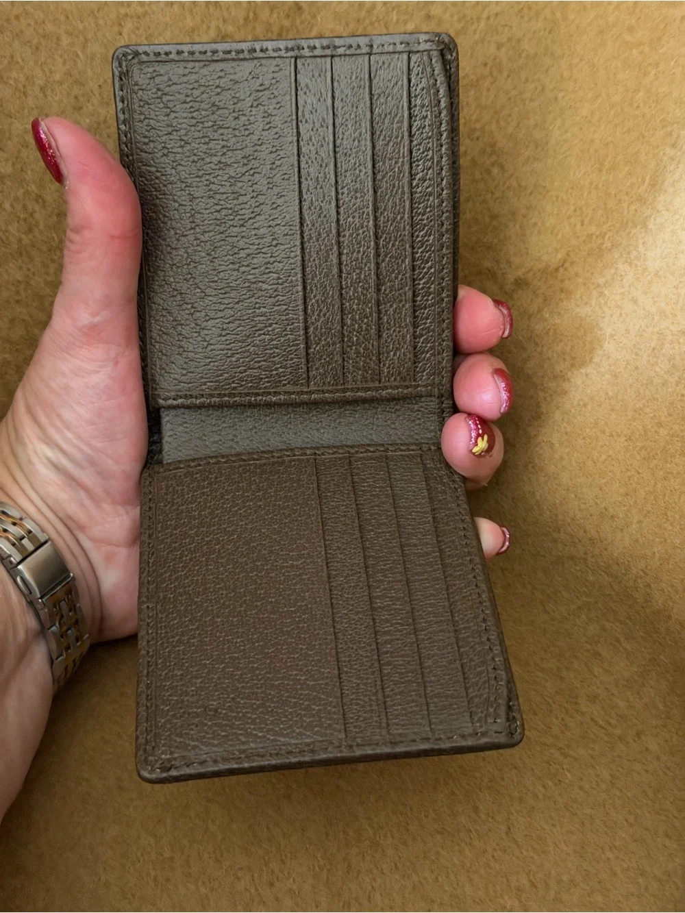 Gucci Brown & Beige GG Logo Canvas Bi-Fold Wallet - Full Inclusion (box & dusty)
